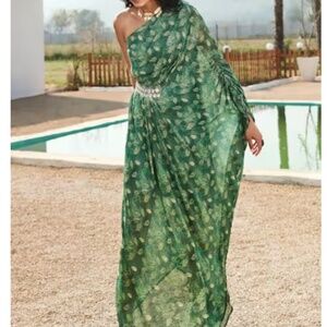 Elegant Green One Shoulder Dress